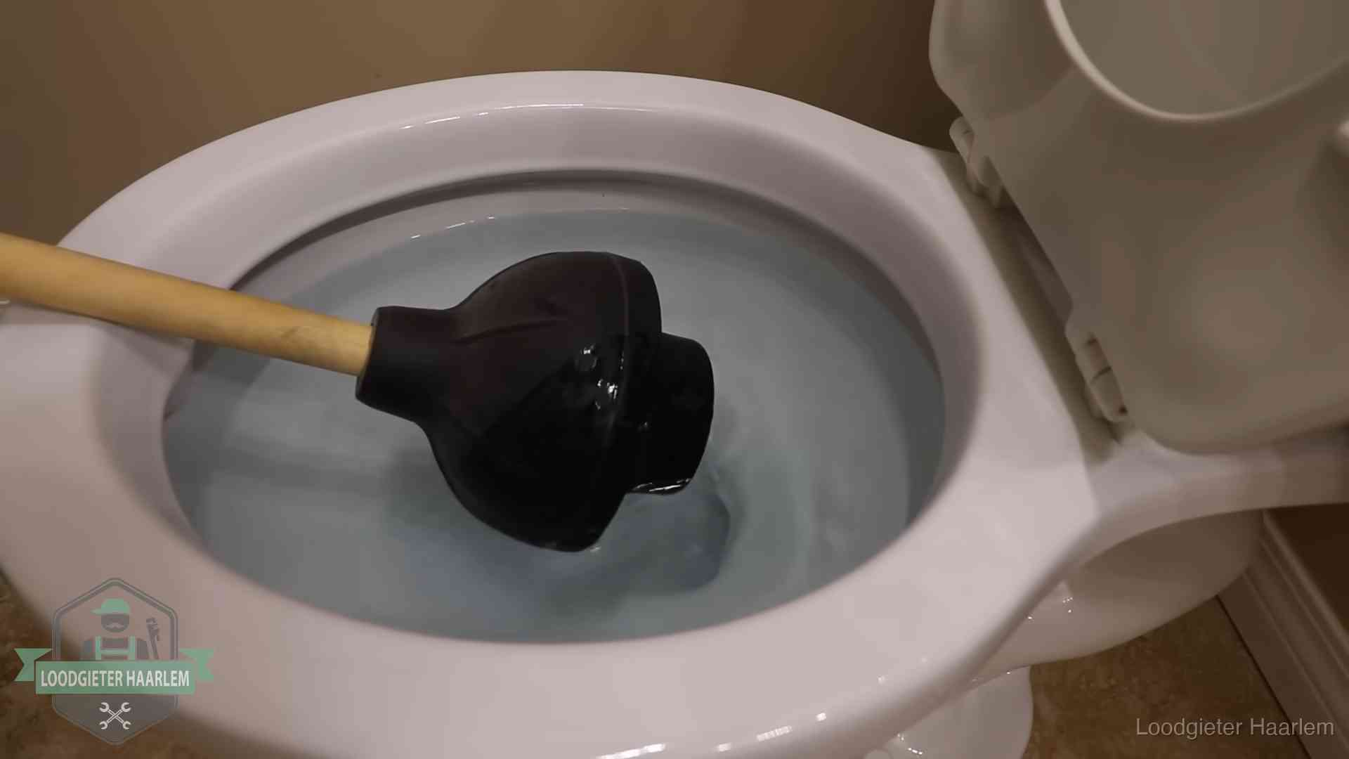 Plopper in een wc-pot die vol water staat in Haarlem